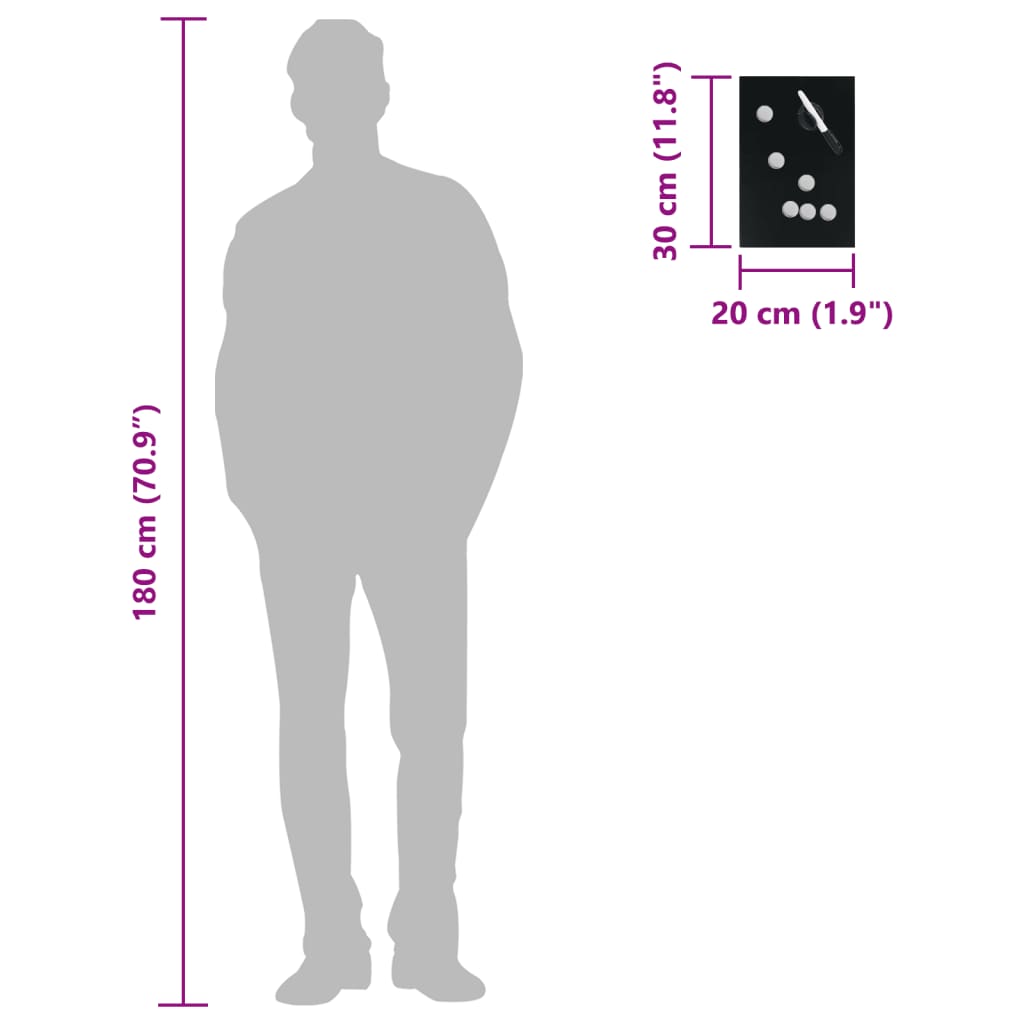 Schlüsselkasten mit Magnettafel Schwarz 30x20x4 cm