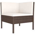 3-tlg. Garten-Lounge-Set mit Auflagen Poly Rattan Braun