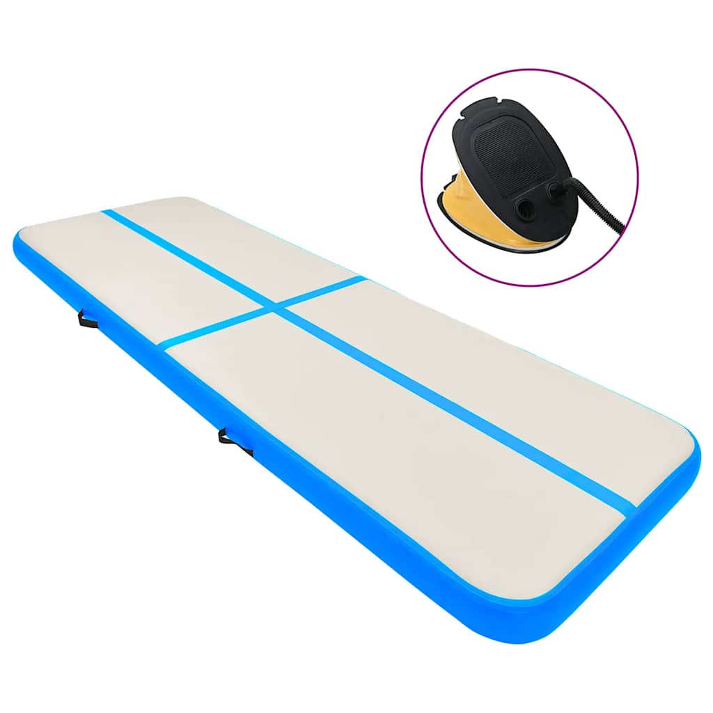 Aufblasbare Gymnastikmatte mit Pumpe 600x100x15 cm PVC Blau
