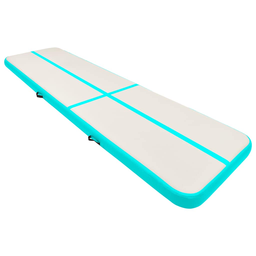 Aufblasbare Gymnastikmatte mit Pumpe 800x100x15 cm PVC Grün