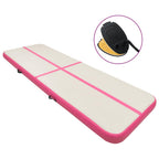 Aufblasbare Gymnastikmatte mit Pumpe 500x100x20 cm PVC Rosa