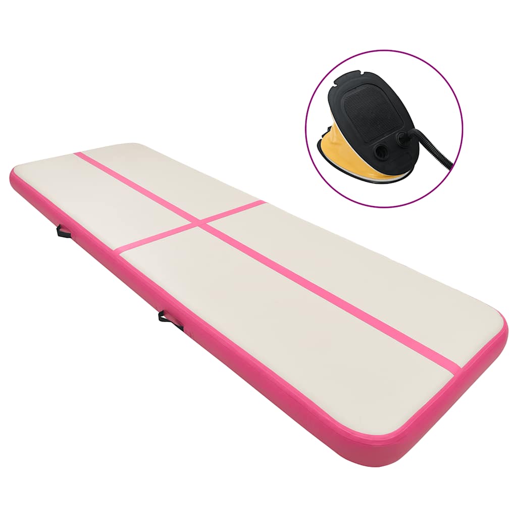 Aufblasbare Gymnastikmatte mit Pumpe 500x100x20 cm PVC Rosa