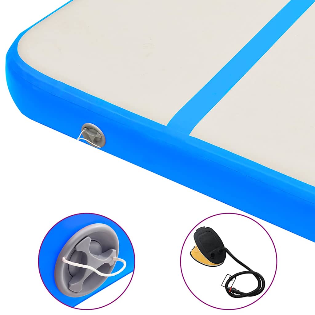 Aufblasbare Gymnastikmatte mit Pumpe 500x100x20 cm PVC Blau
