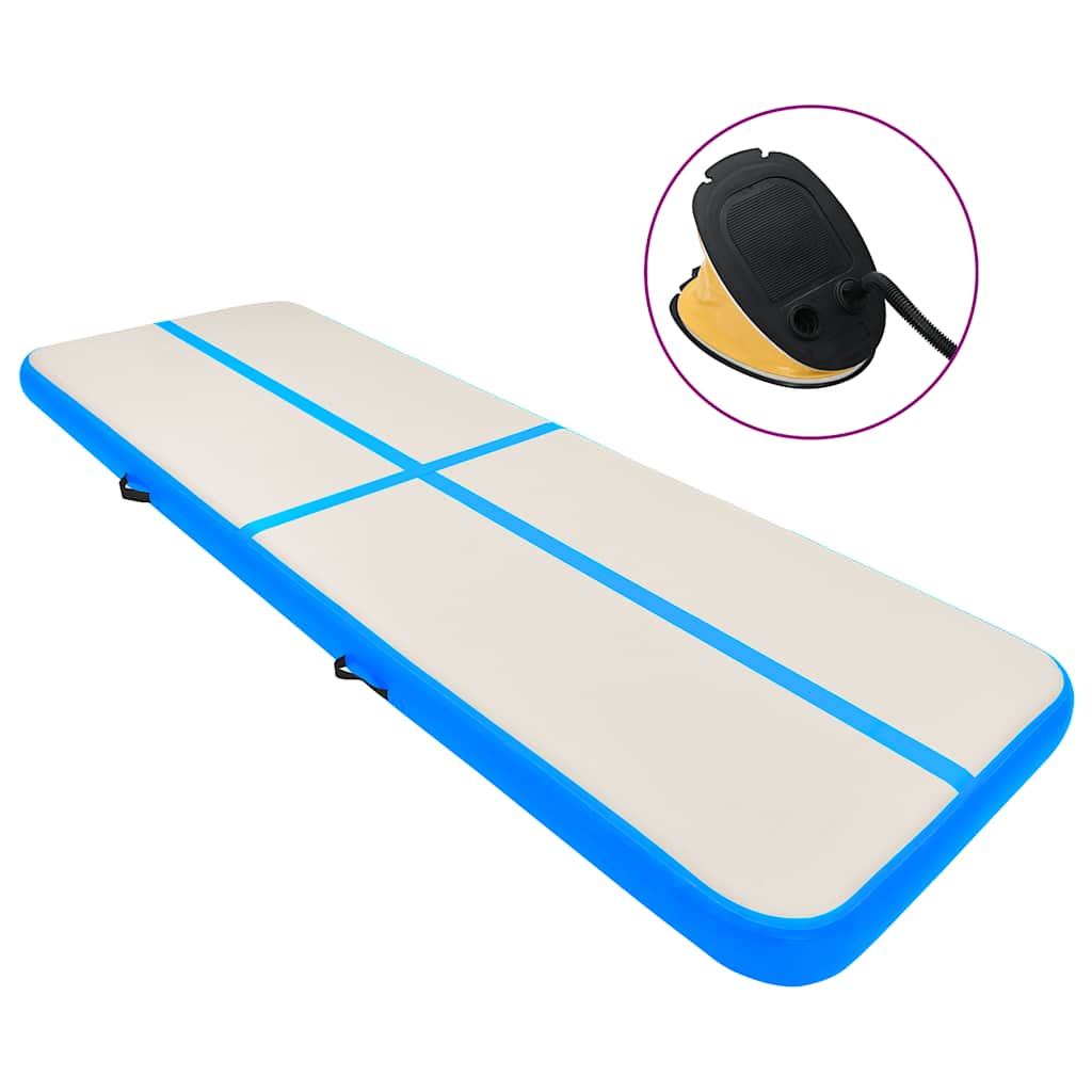 Aufblasbare Gymnastikmatte mit Pumpe 600x100x20 cm PVC Blau