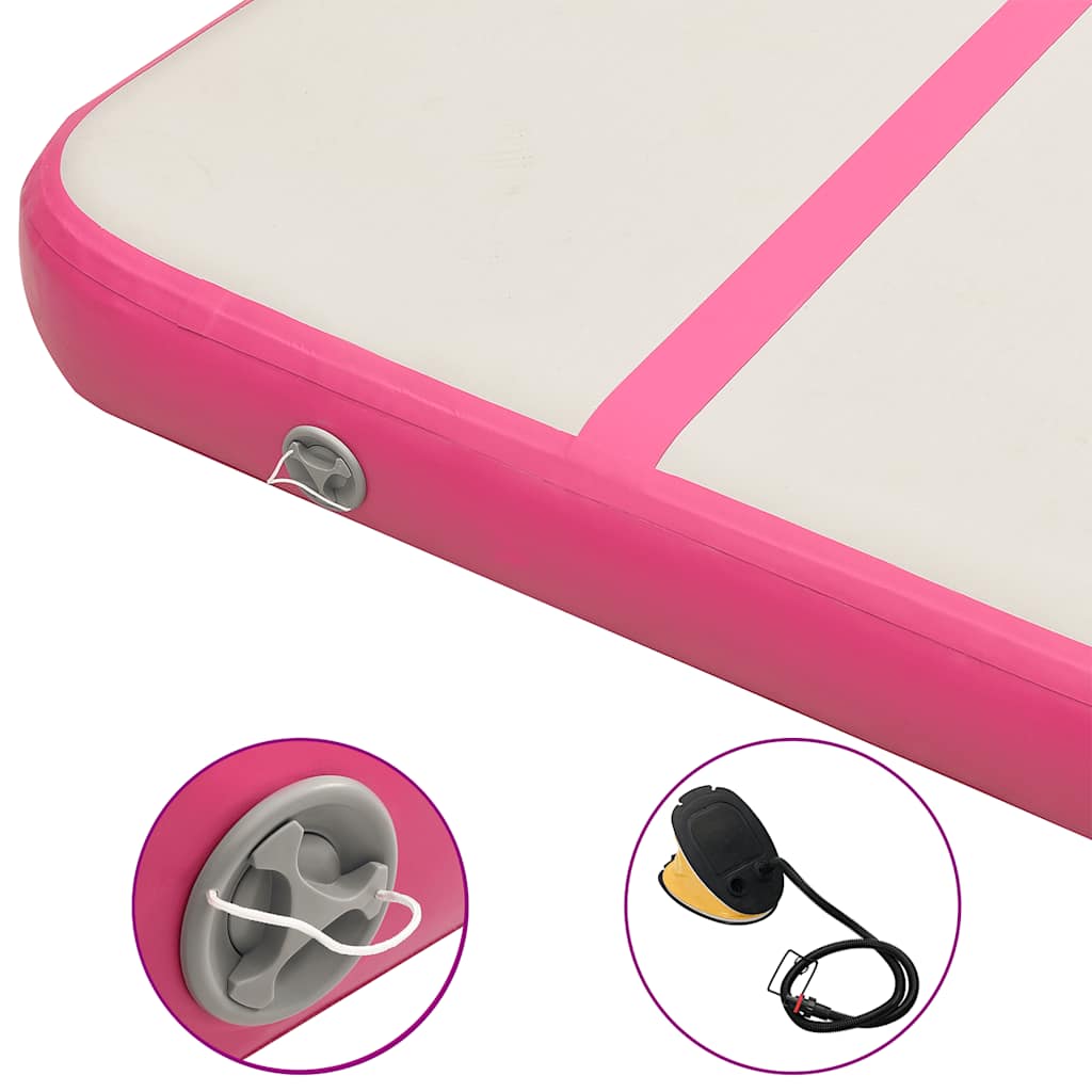 Aufblasbare Gymnastikmatte mit Pumpe 700x100x20 cm PVC Rosa