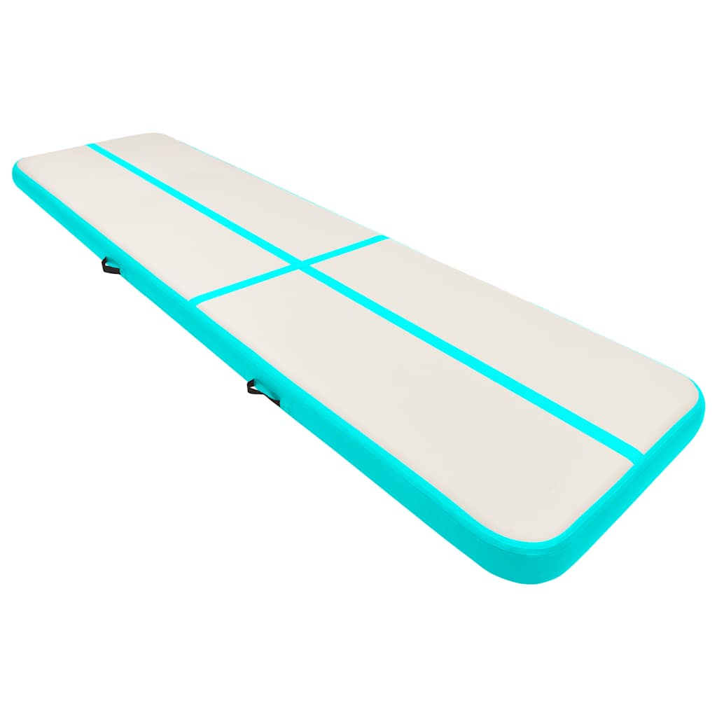 Aufblasbare Gymnastikmatte mit Pumpe 700x100x20 cm PVC Grün