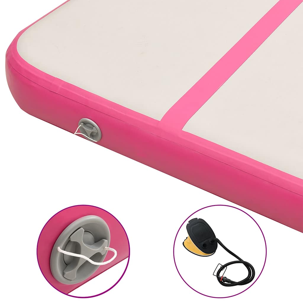 Aufblasbare Gymnastikmatte mit Pumpe 800x100x20 cm PVC Rosa