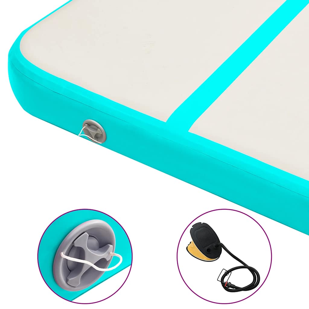 Aufblasbare Gymnastikmatte mit Pumpe 800x100x20 cm PVC Grün