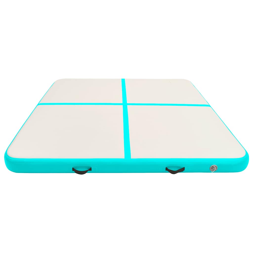 Aufblasbare Gymnastikmatte mit Pumpe 200x200x15 cm PVC Grün