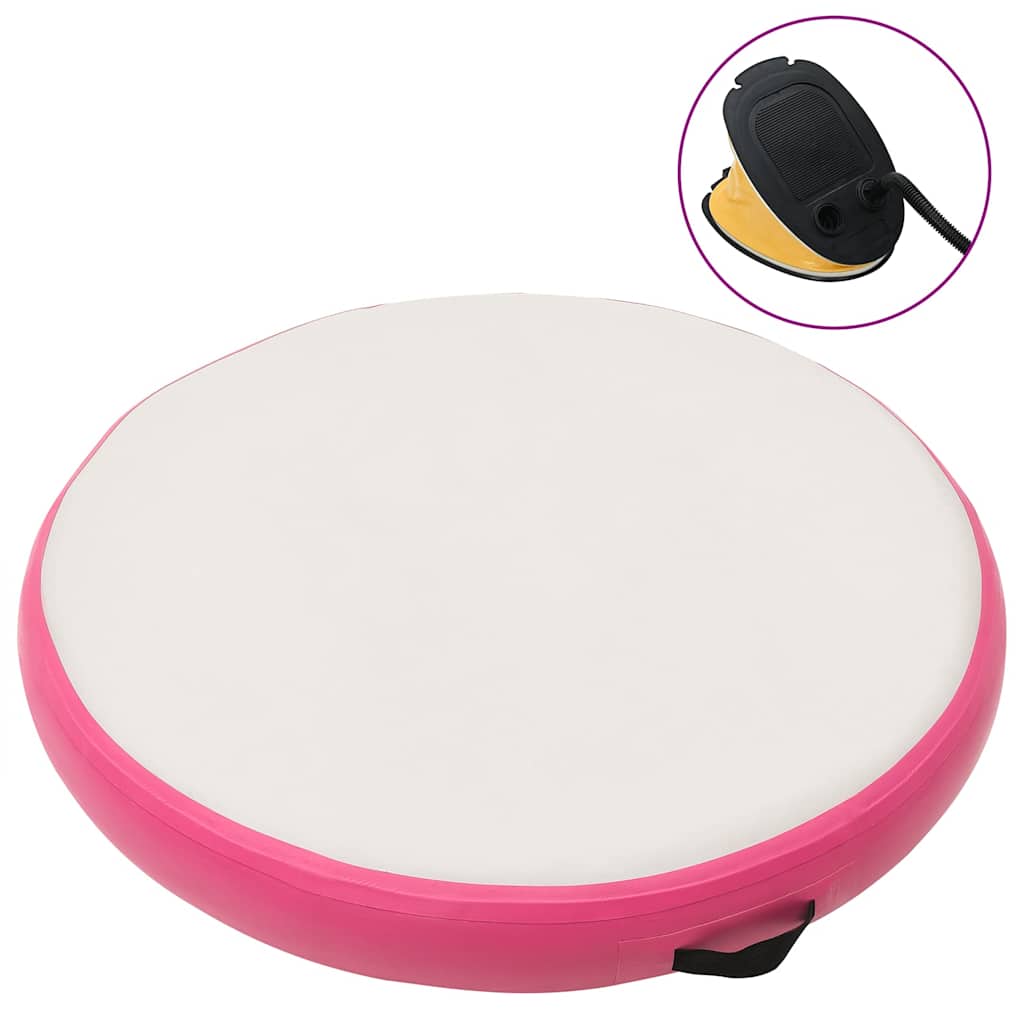 Aufblasbare Gymnastikmatte mit Pumpe 100x100x20 cm PVC Rosa