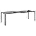 Gartentisch 250x100x75 cm Hartglas und Poly Rattan Grau
