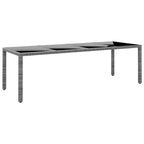 Gartentisch 250x100x75 cm Hartglas und Poly Rattan Grau