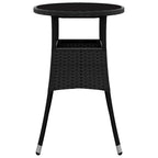Gartentisch Ø60x75 cm Hartglas und Poly Rattan Schwarz