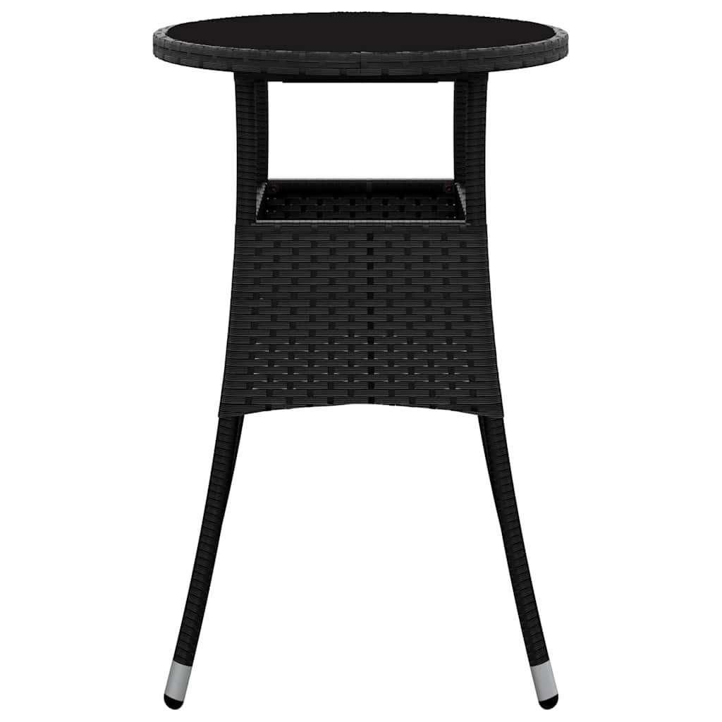 Gartentisch Ø60x75 cm Hartglas und Poly Rattan Schwarz