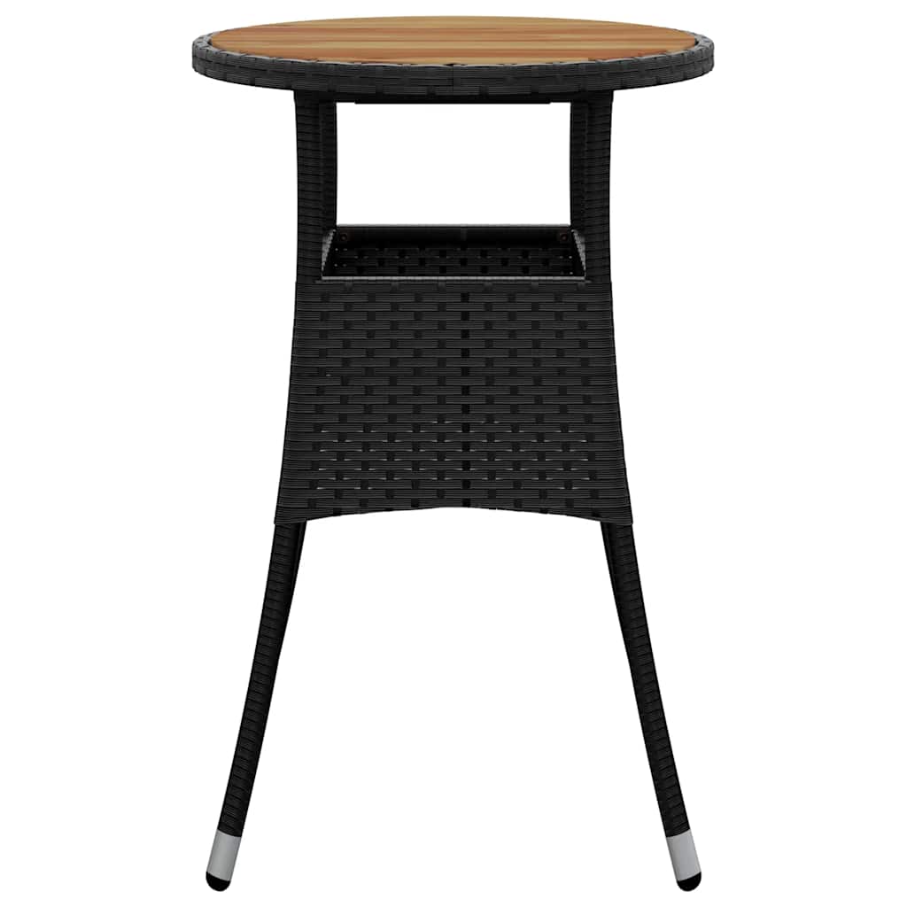 Gartentisch Ø60x75 cm Akazienholz und Poly Rattan Schwarz