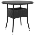 Gartentisch Ø80x75 cm Hartglas und Poly Rattan Schwarz