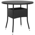 Gartentisch Ø80x75 cm Hartglas und Poly Rattan Schwarz