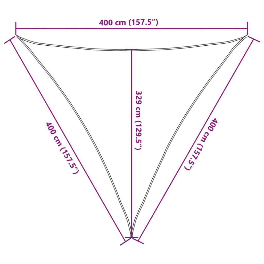 Sonnensegel 160 g/m² Anthrazit 4x4x4 m HDPE