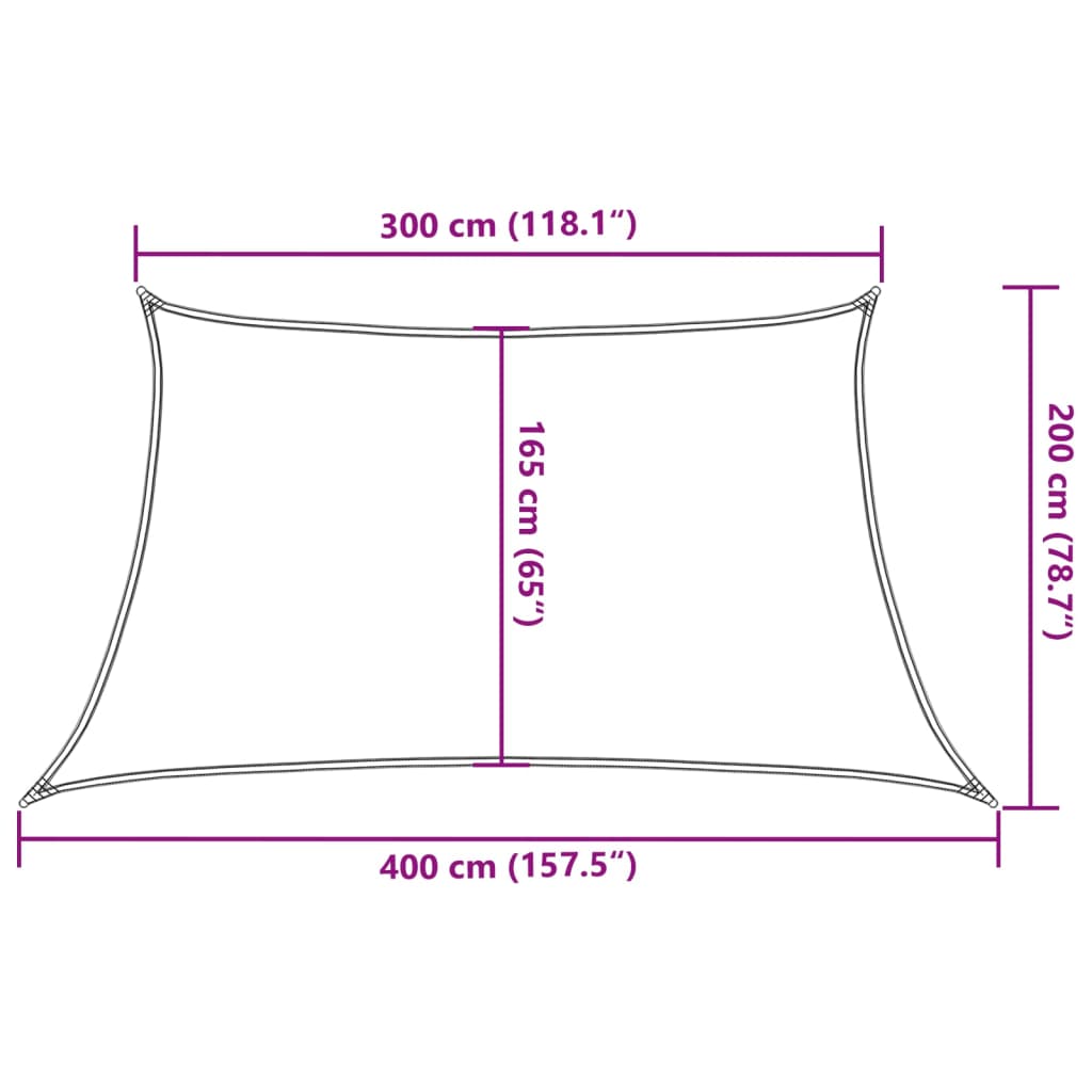 Sonnensegel 160 g/m² Anthrazit 3/4x2 m HDPE