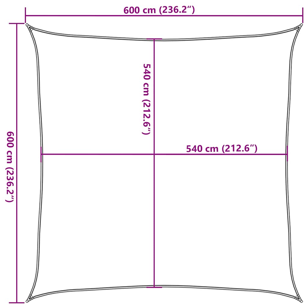 Sonnensegel 160 g/m² Beige 6x6 m HDPE