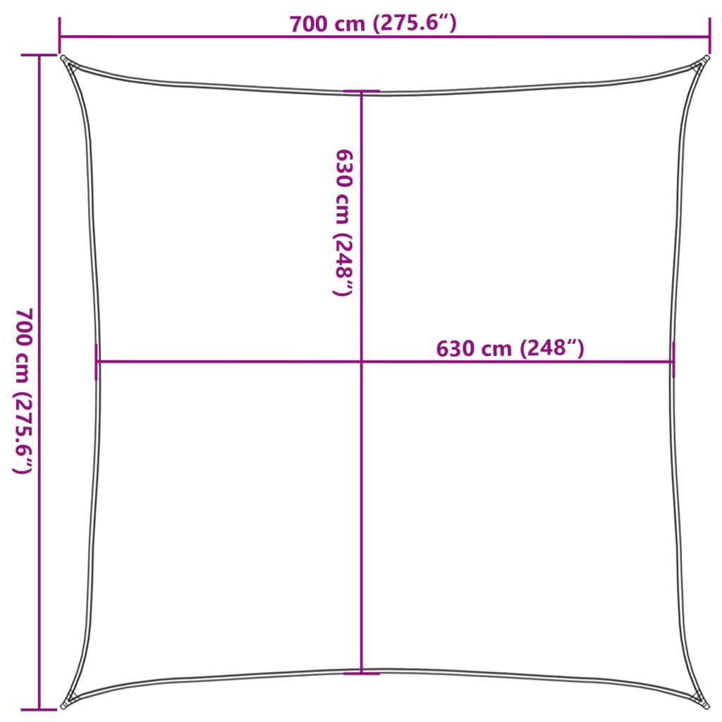 Sonnensegel 160 g/m² Beige 7x7 m HDPE