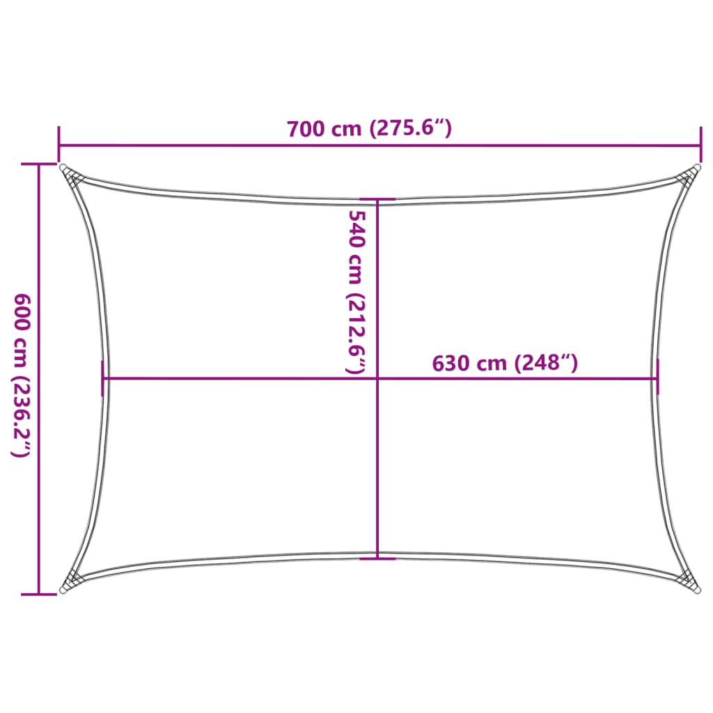 Sonnensegel 160 g/m² Weiß 6x7 m HDPE