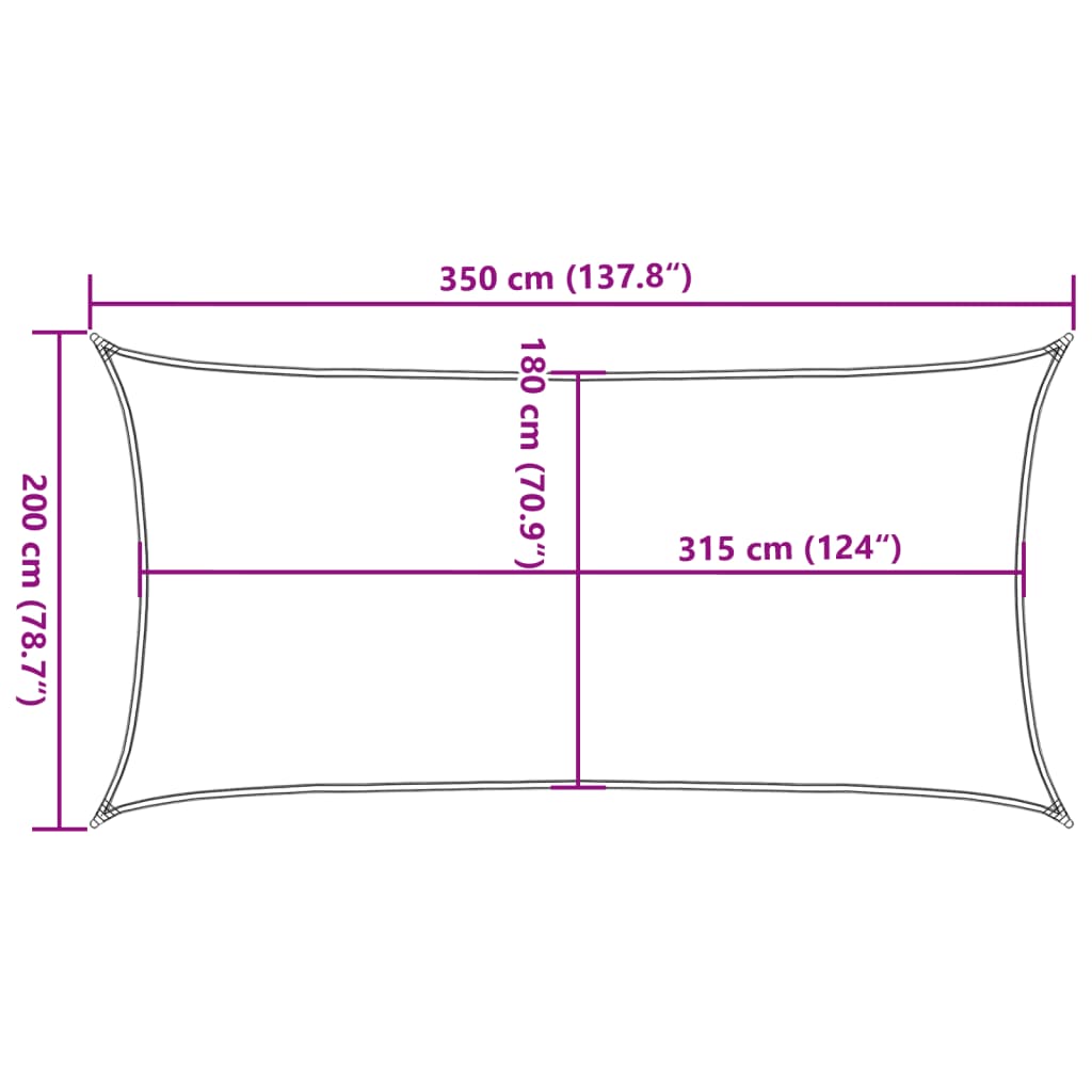 Sonnensegel 160 g/m² Rechteckig Hellgrün 2x3,5 m HDPE