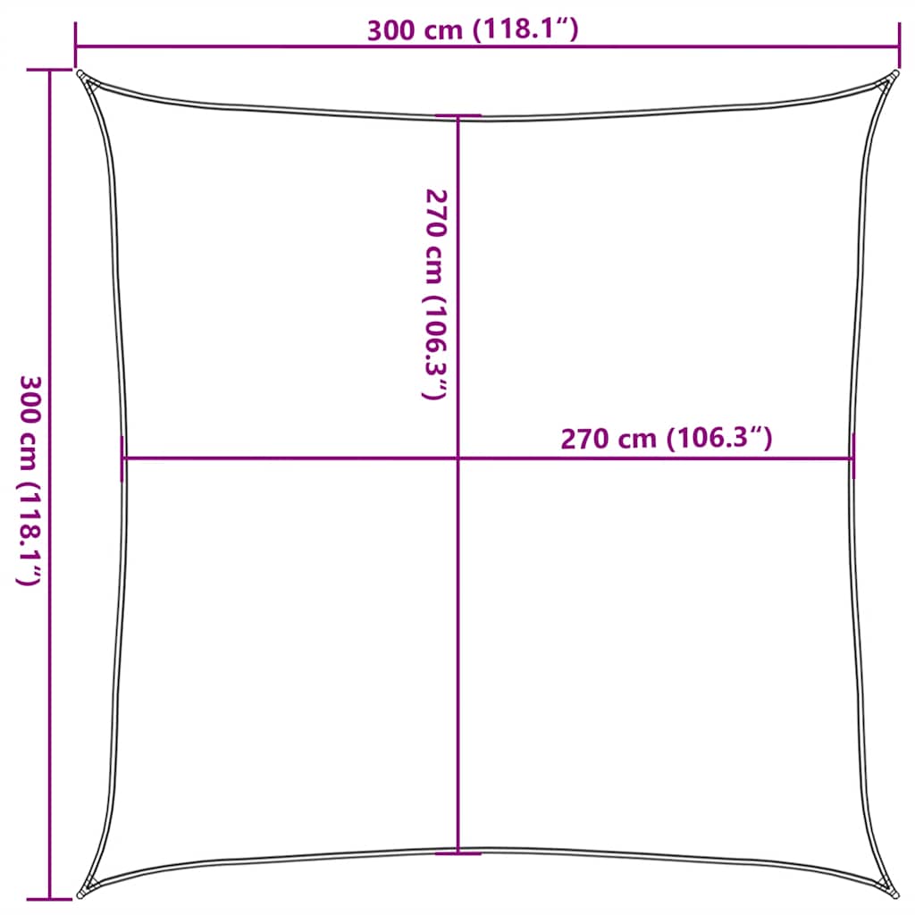 Sonnensegel 160 g/m² Taupe 3x3 m HDPE