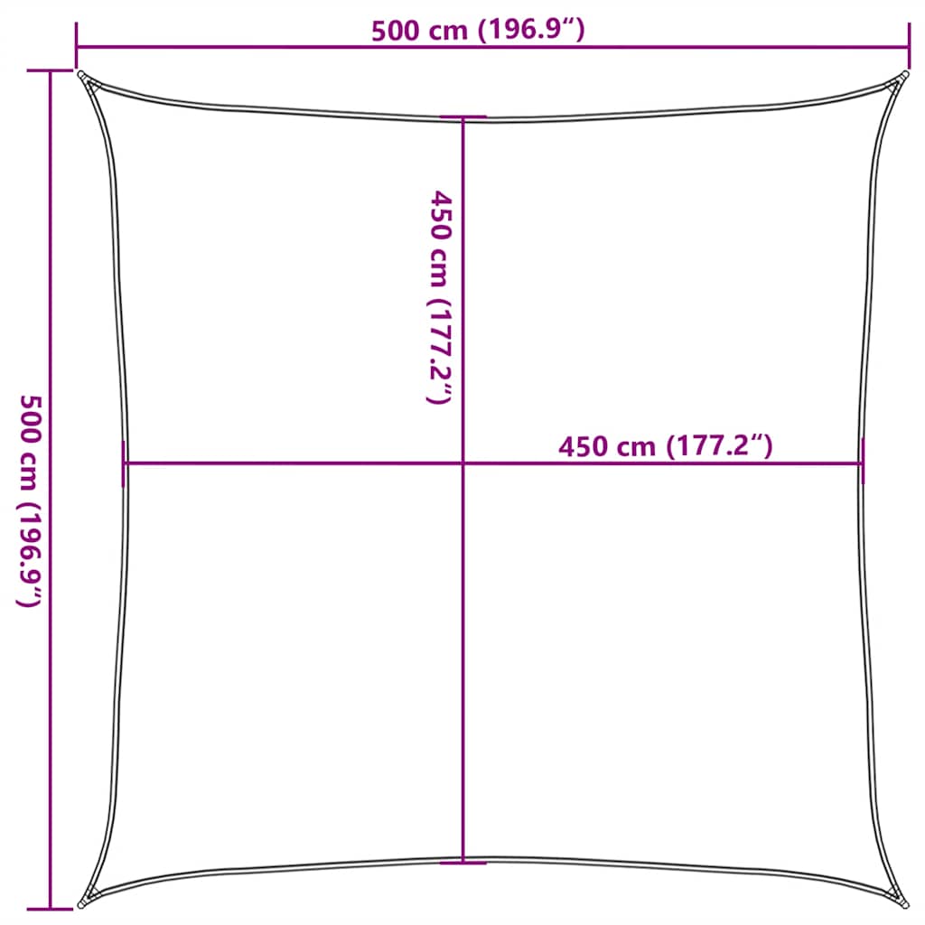Sonnensegel 160 g/m² Taupe 5x5 m HDPE