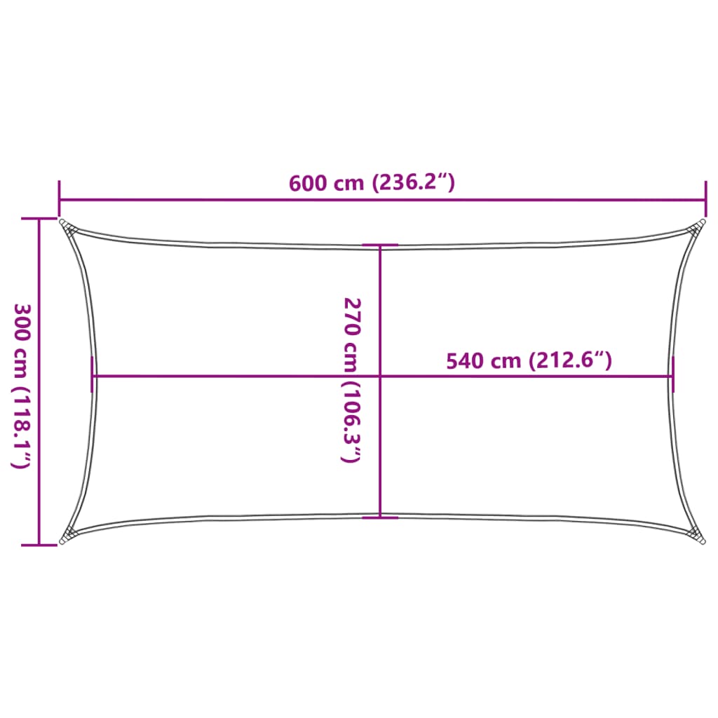 Sonnensegel 160 g/m² Rechteckig Orange 3x6 m HDPE