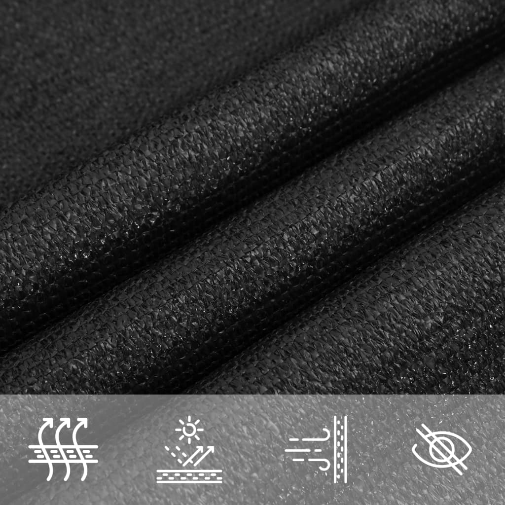 Sonnensegel 160 g/m² Schwarz 3x5 m HDPE