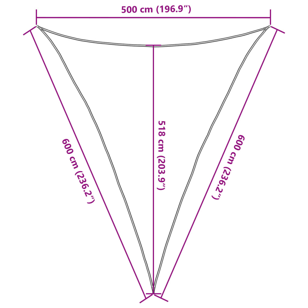 Sonnensegel 160 g/m² Schwarz 5x6x6 m HDPE