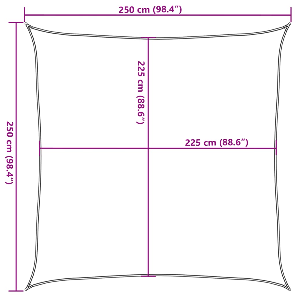 Sonnensegel 160 g/m² Braun 2,5x2,5 m HDPE