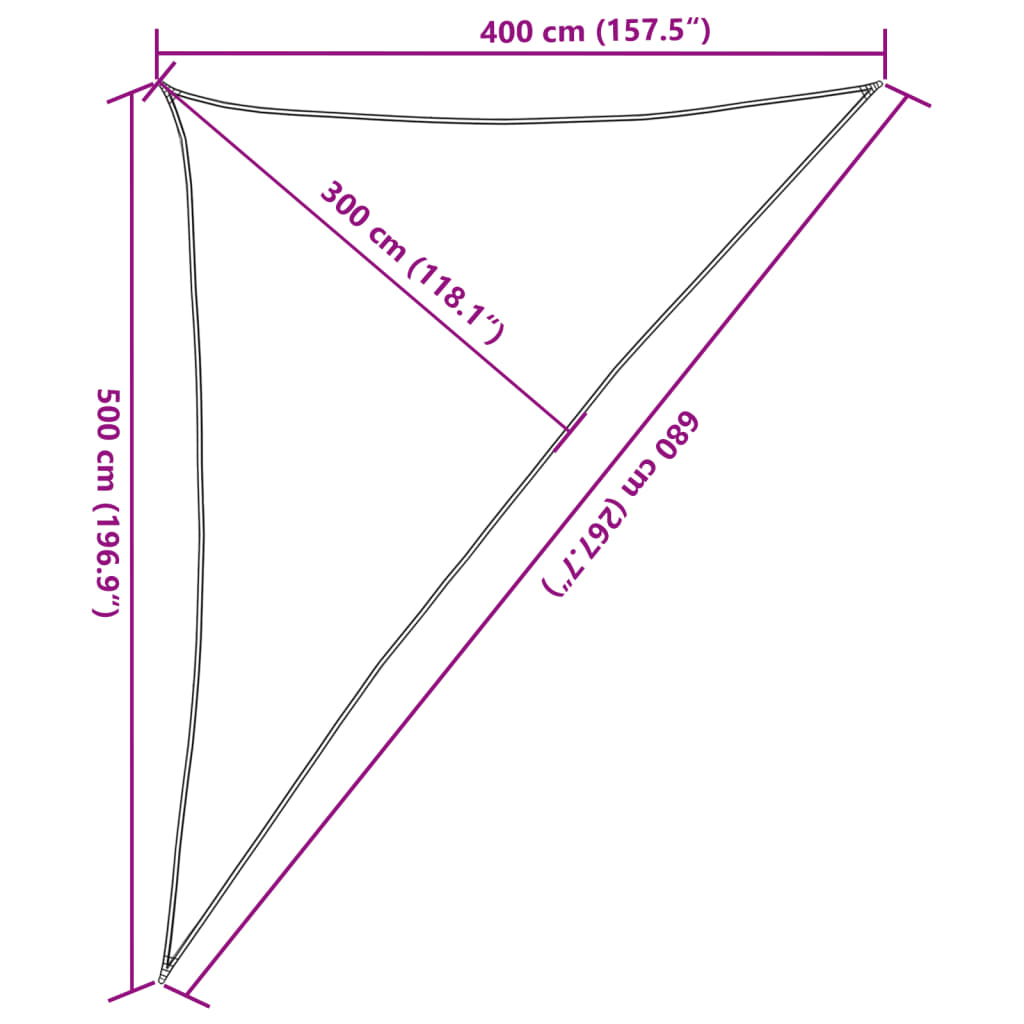 Sonnensegel 160 g/m² Braun 4x5x6,8 m HDPE