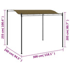 Pavillon 3x2,4 m Taupe 180 g/m²
