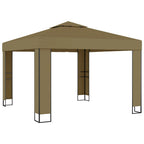 Pavillon mit Doppeldach 3x3x2,7 m Taupe 180 g/m²