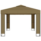 Pavillon mit Doppeldach 3x3x2,7 m Taupe 180 g/m²