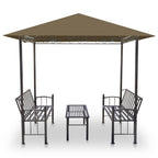 Gartenpavillon mit Tisch und Bänken 2,5x1,5x2,4 m Taupe 180 g/m²