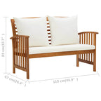 2-tlg. Garten-Lounge-Set mit Kissen Massivholz Akazie