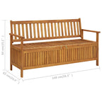 Gartenbank mit Stauraum 148 cm Massivholz Akazie