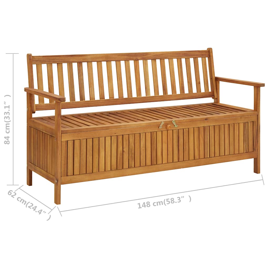 Gartenbank mit Stauraum 148 cm Massivholz Akazie