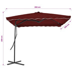 Sonnenschirm mit Stahl-Mast 250x250x230 cm Bordeauxrot