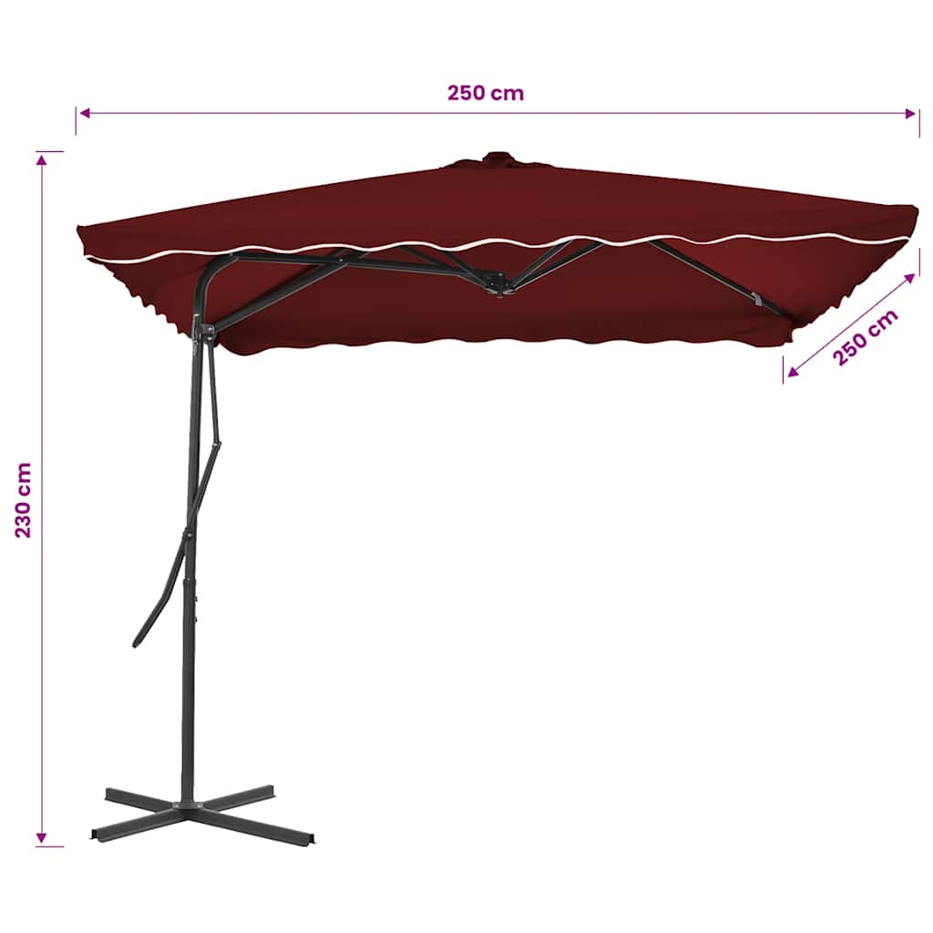 Sonnenschirm mit Stahl-Mast 250x250x230 cm Bordeauxrot