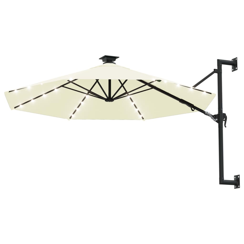 Sonnenschirm zur Wandmontage mit LEDs 300 cm Sandweiß