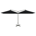 Doppel-Sonnenschirm mit Stahl-Mast 600x300 cm Schwarz