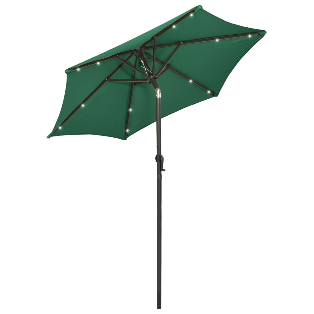 Sonnenschirm mit LED-Beleuchtung Grün 200x211 cm Alu