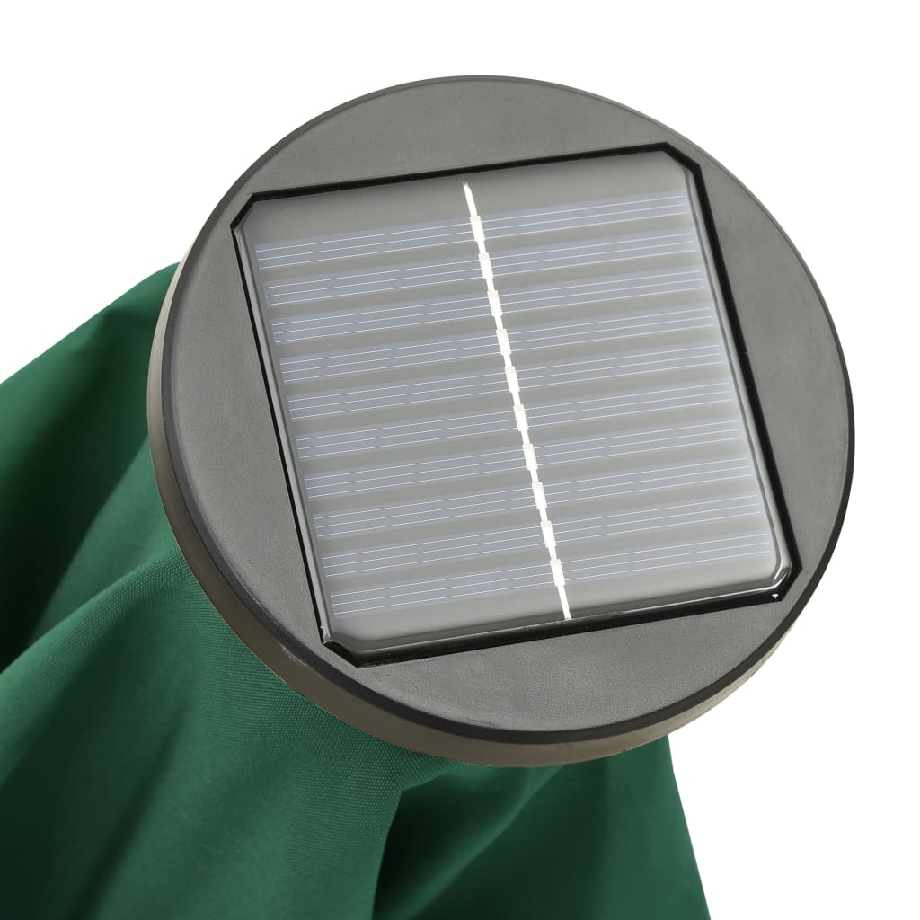 Sonnenschirm mit LED-Beleuchtung Grün 200x211 cm Alu