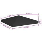 Pavillondach 270 g/m² 3x3 m Schwarz