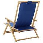 Relaxstuhl Verstellbar Marineblau Bambus und Stoff