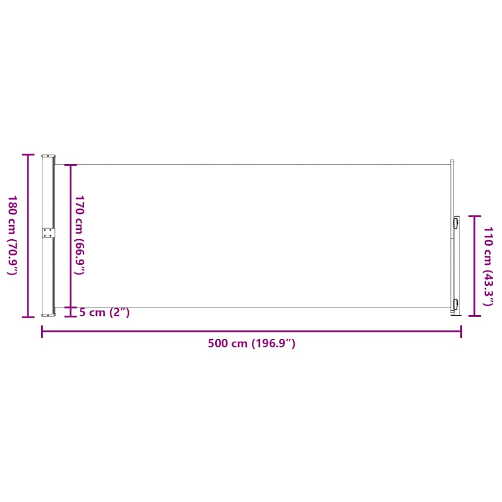 Seitenmarkise Ausziehbar 180x500 cm Braun